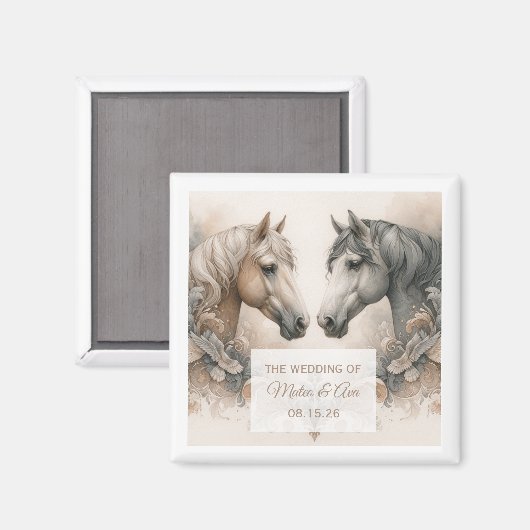 Aantrekkelijke paarden aangepaste bruiloft magneet (Voorkant / Achterkant)