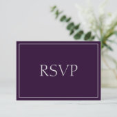 Aantrekkelijke Plum en Silver Response RSVP Kaartje (Staand voorkant)
