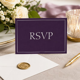 Aantrekkelijke pruim en zilver reactie RSVP Kaartje