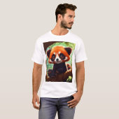 Aantrekkelijke rode panda op een boomtak t-shirt (Voorkant volledig)