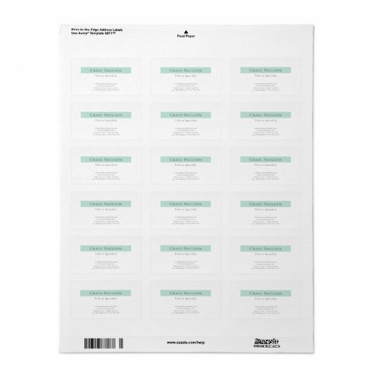 Aantrekkelijke Simple Plain Professional Modern Etiket (Full Sheet)