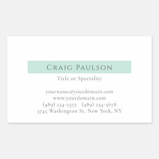 Aantrekkelijke Simple Plain Professional Modern Rechthoekige Sticker (Voorkant)