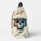 Aantrekkelijke spooky gaming schedel Beige Sling Bag (Voorkant)