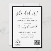 Aantrekkelijke stijlvolle Afstuderen Invitation Sj Kaart (Achterkant)