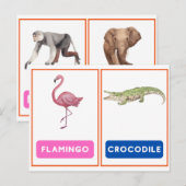 Aantrekkelijke Wild Animal Flashcards Briefkaart (Voorkant / Achterkant)