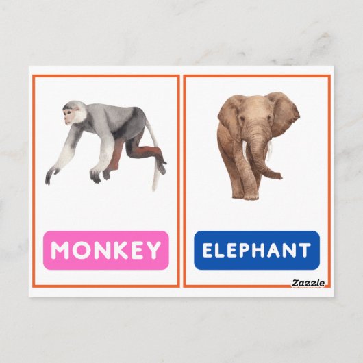 Aantrekkelijke Wild Animal Flashcards Briefkaart (Achterkant)