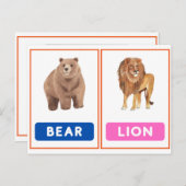 Aantrekkelijke Wild Animal Flashcards Briefkaart (Voorkant / Achterkant)