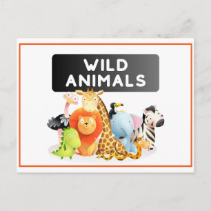 Aantrekkelijke Wild Animal Flashcards ,Lion en Tig Briefkaart
