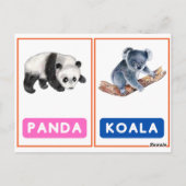 Aantrekkelijke Wild Animal Flashcards ,Panda, Koal Briefkaart (Achterkant)