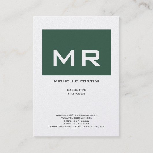 Aantrekkelijke witte monogram Premium Pearl Visitekaartje (Voorkant)