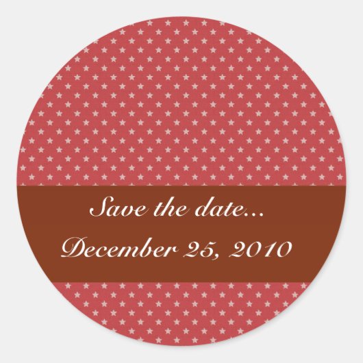 Aantrekkelijke witte sterren op ruw rood oppervlak ronde sticker (Voorkant)
