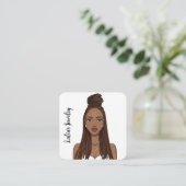 aantrekkelijke zwarte vrouwenoorpas vierkante visitekaartje (Staand voorkant)