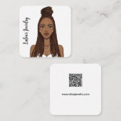 aantrekkelijke zwarte vrouwenoorpas vierkante visitekaartje (Voorkant / Achterkant)