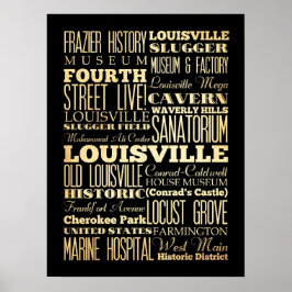 Aantrekken en beroemde plaatsen in Louisville, Ken Poster