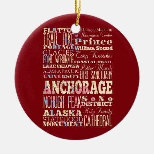 Aantrekken en beroemde plaatsen van Anchorage, Ala Keramisch Ornament (Voorkant)