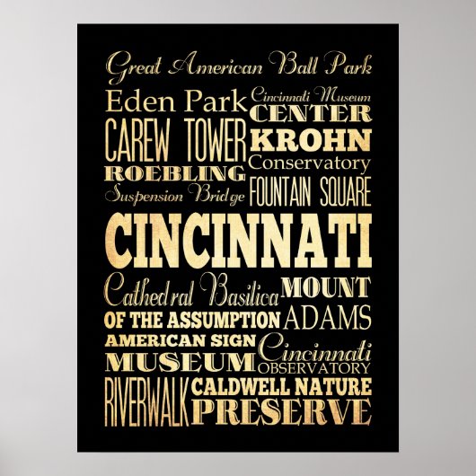 Aantrekken en beroemde plaatsen van Cincinnati, Oh Poster (Voorkant)