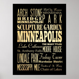 Aantrekken en beroemde plaatsen van Minneapolis, M Poster