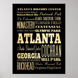 Aantrekkingen en beroemde plaatsen in Atlanta, Geo Poster