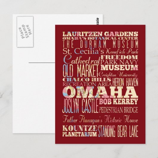 Aantrekkingen en beroemde plaatsen in Omaha, Nebra Briefkaart (Voorkant / Achterkant)