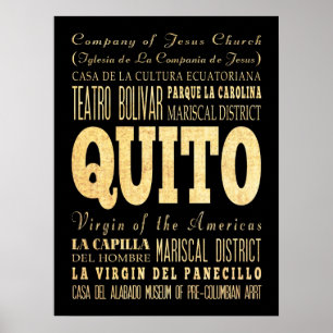 Aantrekkingen en beroemde plaatsen in Quito, Ecuad Poster