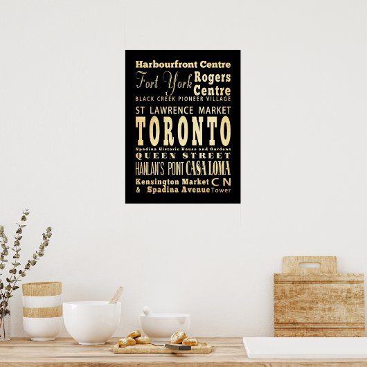 Aantrekkingen en beroemde plaatsen in Toronto, Ont Poster (Keuken)