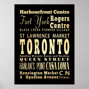 Aantrekkingen en beroemde plaatsen in Toronto, Ont Poster