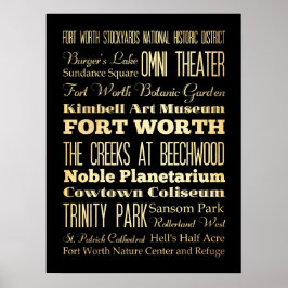 Aantrekkingen en beroemde plaatsen van de Fort Wor Poster