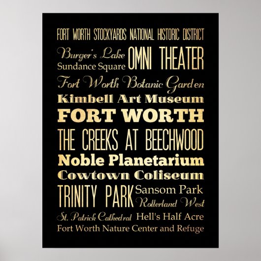 Aantrekkingen en beroemde plaatsen van de Fort Wor Poster (Voorkant)