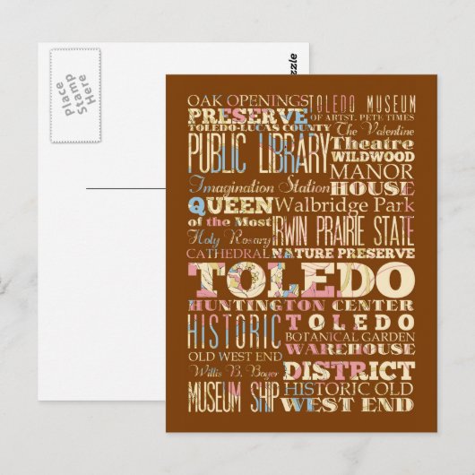 Aantrekkingen en beroemde plaatsen van Toledo, Ohi Briefkaart (Voorkant / Achterkant)