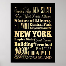 Aantrekkingen en beroemde plekken in New York, New Poster