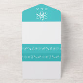 Aantrekkingskrachten in Turquoise All In One Uitnodiging (Buitenkant)