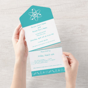 Aantrekkingskrachten in Turquoise All In One Uitnodiging