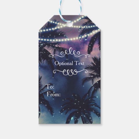 Aanvaardbaar Night Sky Evening Beach Lights Weddin Cadeaulabel (Voorkant)