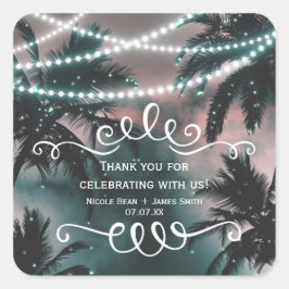 Aanvaardbaar Night Sky Evening Beach Lights Weddin Vierkante Sticker