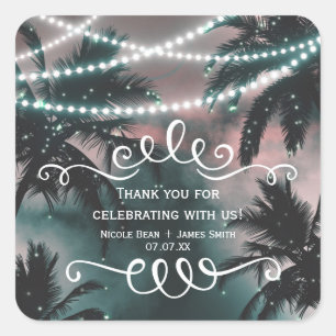 Aanvaardbaar Night Sky Evening Beach Lights Weddin Vierkante Sticker