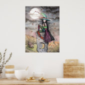 Aanvaardbaar Poster met heks Cat Halloween (Keuken)