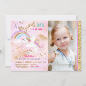 Aanvaardbare Paukasus Unicorn Rainbow Sparkle Birt Kaart (Voorkant)