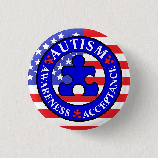 Aanvaarding Amerikaanse vlag Autism Awareness Butt Ronde Button 3,2 Cm (Voorkant)