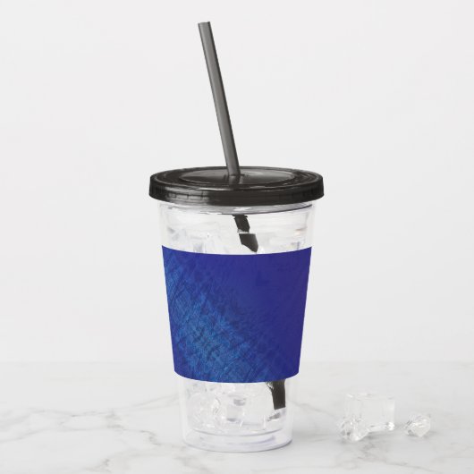 aanvaarding | Blauw Indigo Violet Shibori Patroon Acryl Drinkbeker (Voorkant ijs)