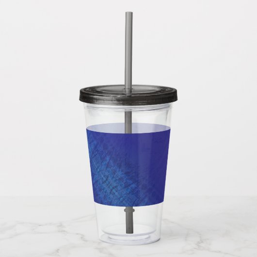 aanvaarding | Blauw Indigo Violet Shibori Patroon Acryl Drinkbeker (Voorkant)