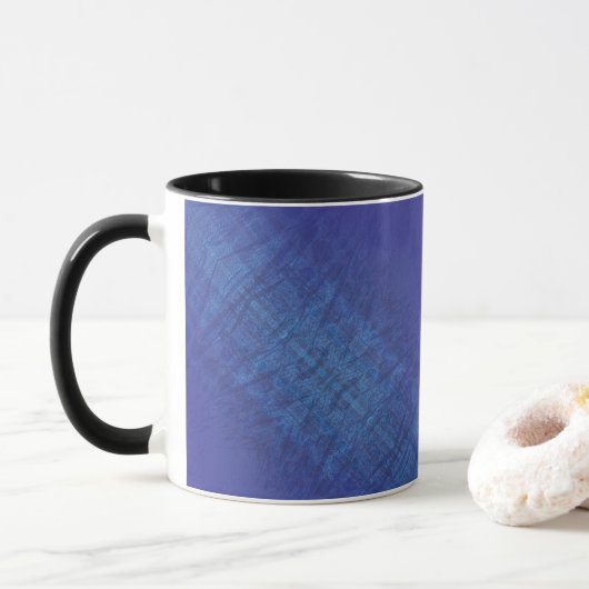 aanvaarding | Blauw Indigo Violet Shibori Patroon Mok (Met donut)