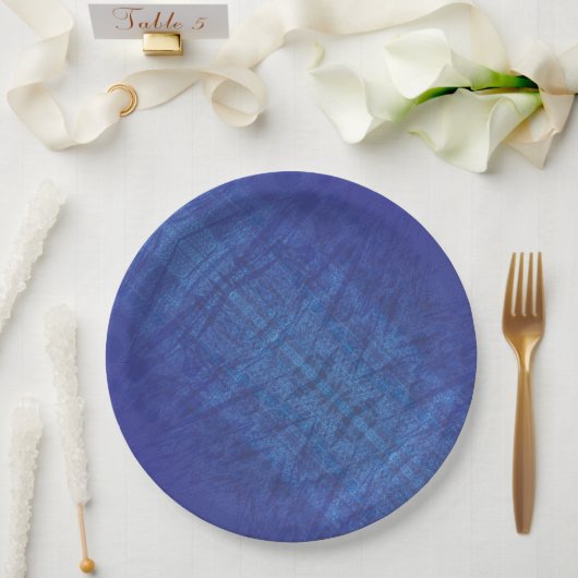 aanvaarding | Blauw Indigo Violet Shibori Patroon Papieren Bordje (Huwelijk)