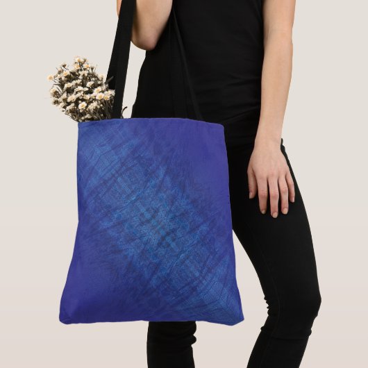 aanvaarding | Blauw Indigo Violet Shibori Patroon Tote Bag (Dichtbij)