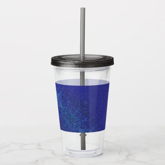 aanvaarding | Blauwe Indigo Violet Boho medailles Acryl Drinkbeker (Voorkant)