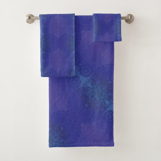 aanvaarding | Blauwe Indigo Violet Boho medailles Bad Handdoek (Insitu)