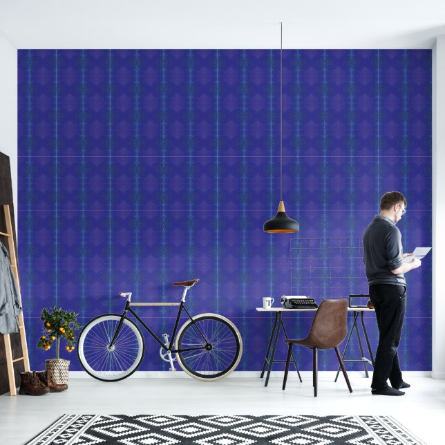aanvaarding | Blauwe Indigo Violet Boho medailles Behang (Woonkamer)