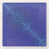 aanvaarding | Blauwe Indigo Violet Boho medailles Glazen Onderzetter (Voorkant)