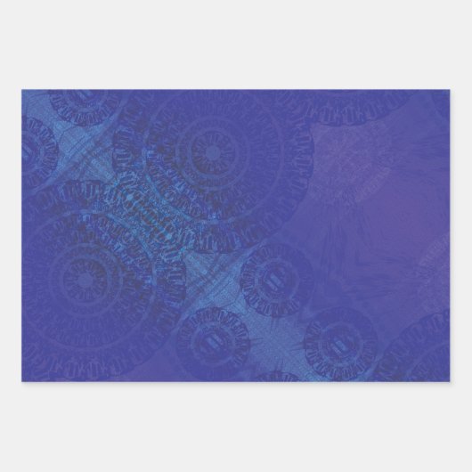 aanvaarding | Blauwe Indigo Violet Boho medailles Inpakpapier Vel (Voorkant)
