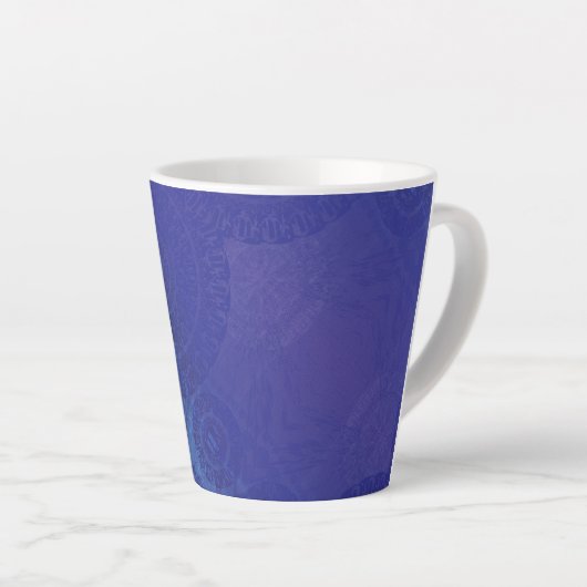 aanvaarding | Blauwe Indigo Violet Boho medailles Latte Mok (Rechterhoek)