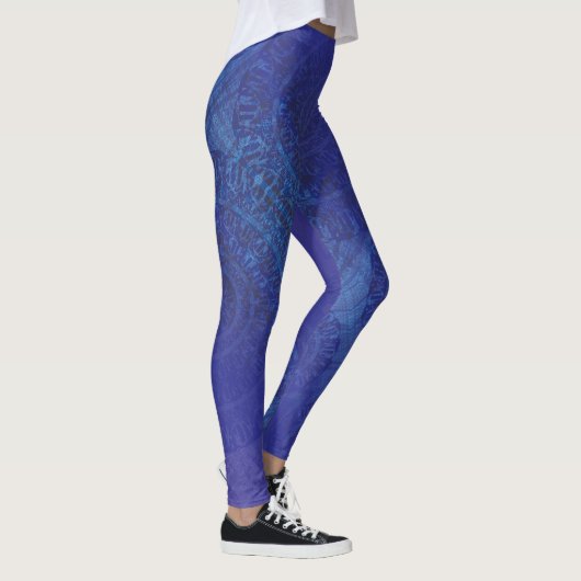 aanvaarding | Blauwe Indigo Violet Boho medailles Leggings (Rechts)